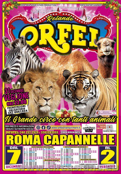 CIRCO ROLANDO ORFEI NATALE 2024 A ROMA la pubblicità